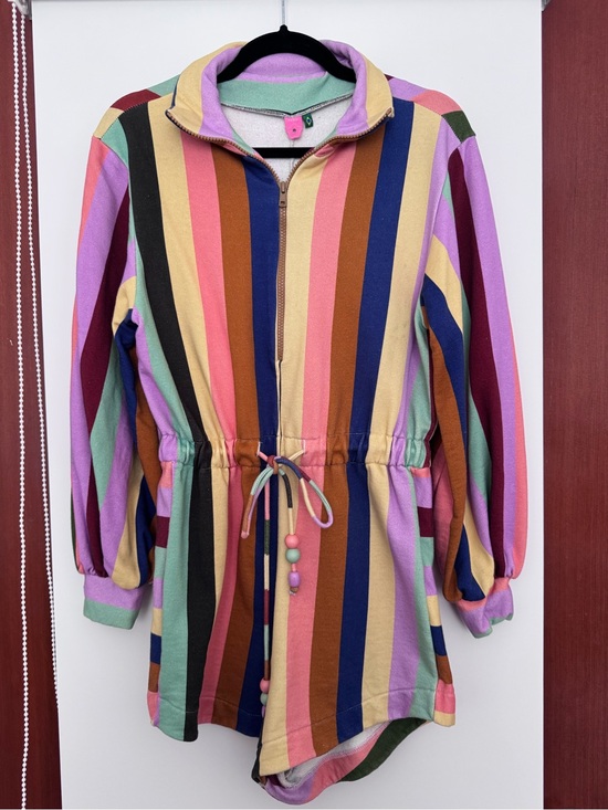 FARM Rio Pants - FARM Rio Multicolor Striped Jumpsuit Romper with Drawstring